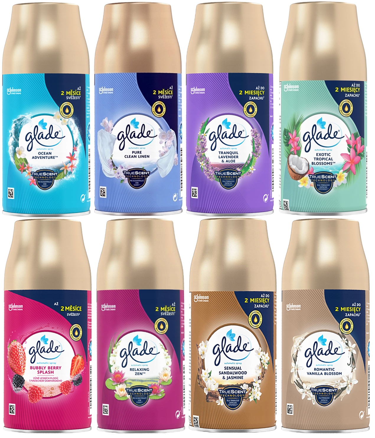 Levně Glade Osvěžovač náhradní sada MIX Zen Levandule Strom Exotic Ocean Berry