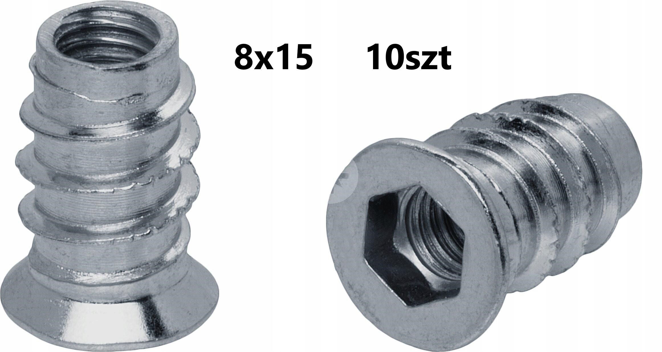 

10x Mufa M8x15 Dwugwintowa wkręt drewna wpustka