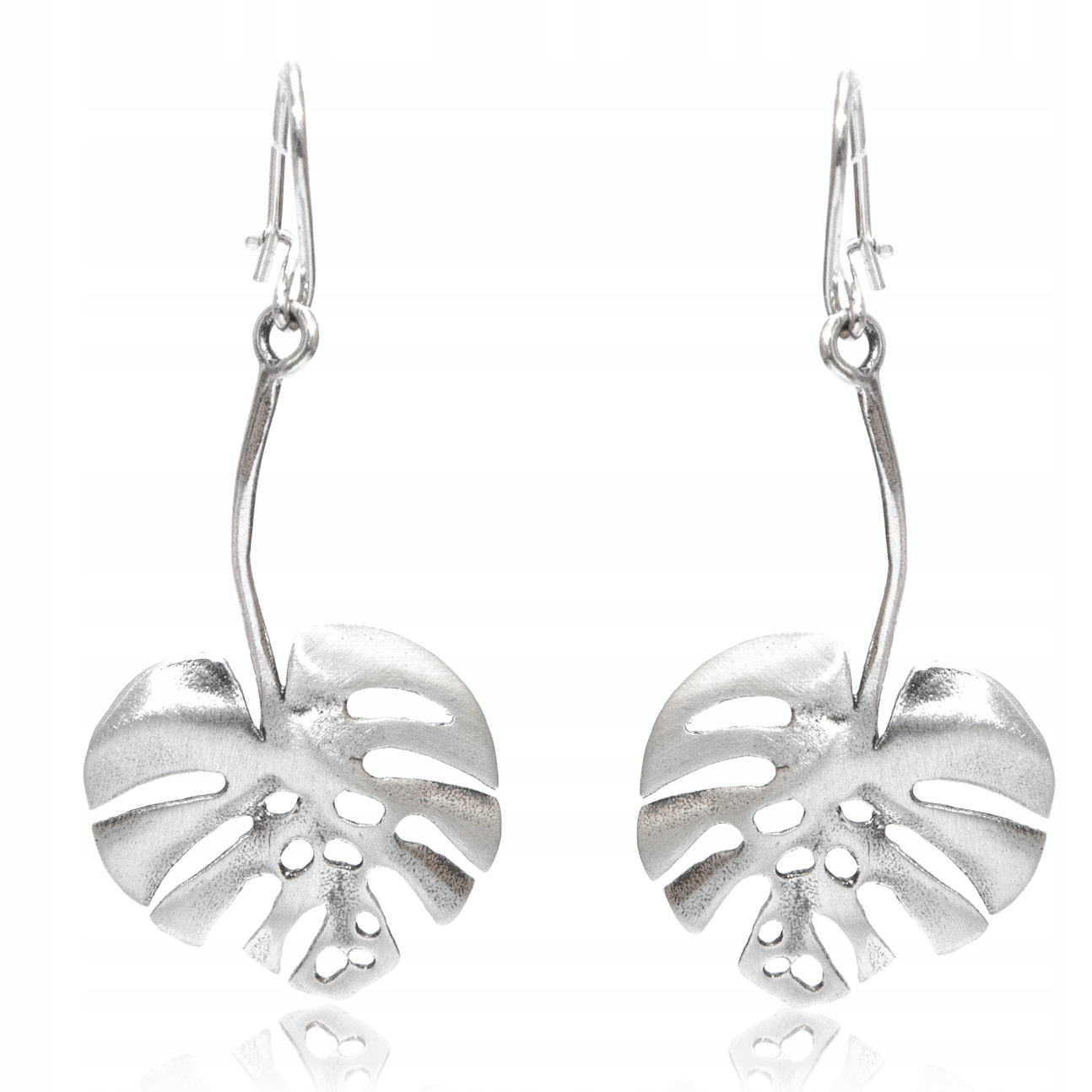 Stříbrné náušnice list monstery závěsné stříbro 925 monstera rostliny dlouhé
