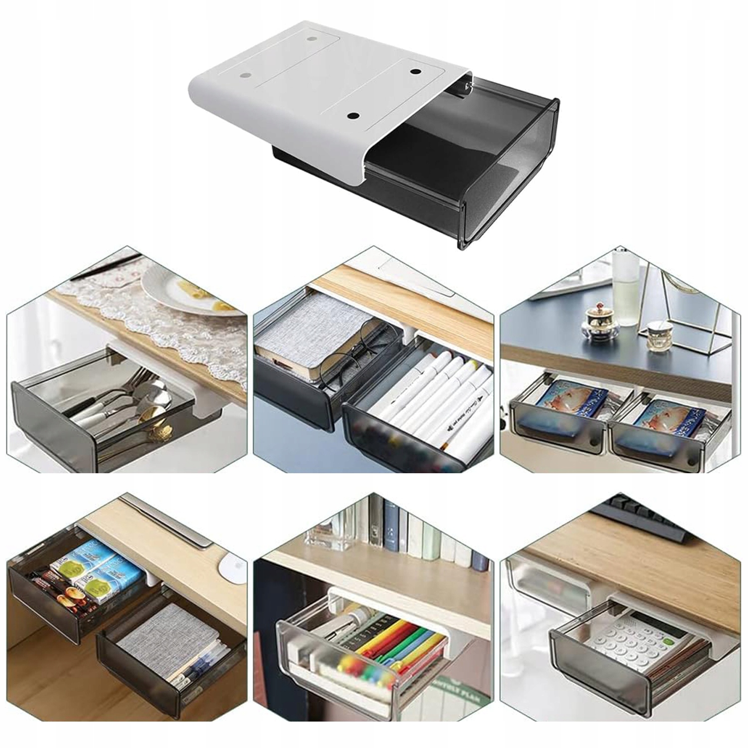 UKRYTE SZUFLADA POD BLAT PODWIESZANA WYSUWANA SAMOPRZYLEPNA ORGANIZER 2SZT Rodzaj organizer z szufladami