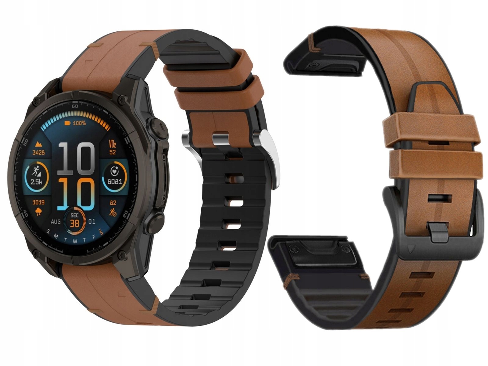 Pasek Skórzany Do Garmin Forerunner 955 965 745 Instinc Quickfit Jasny Brąz