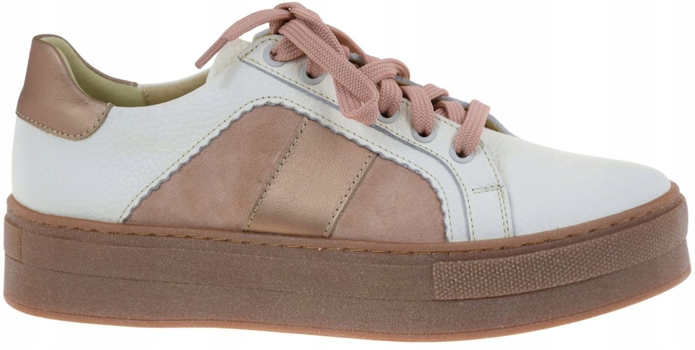 Dámské kožené polobotky na platformě béžové, módní Kampa N1372S2 VEL.39