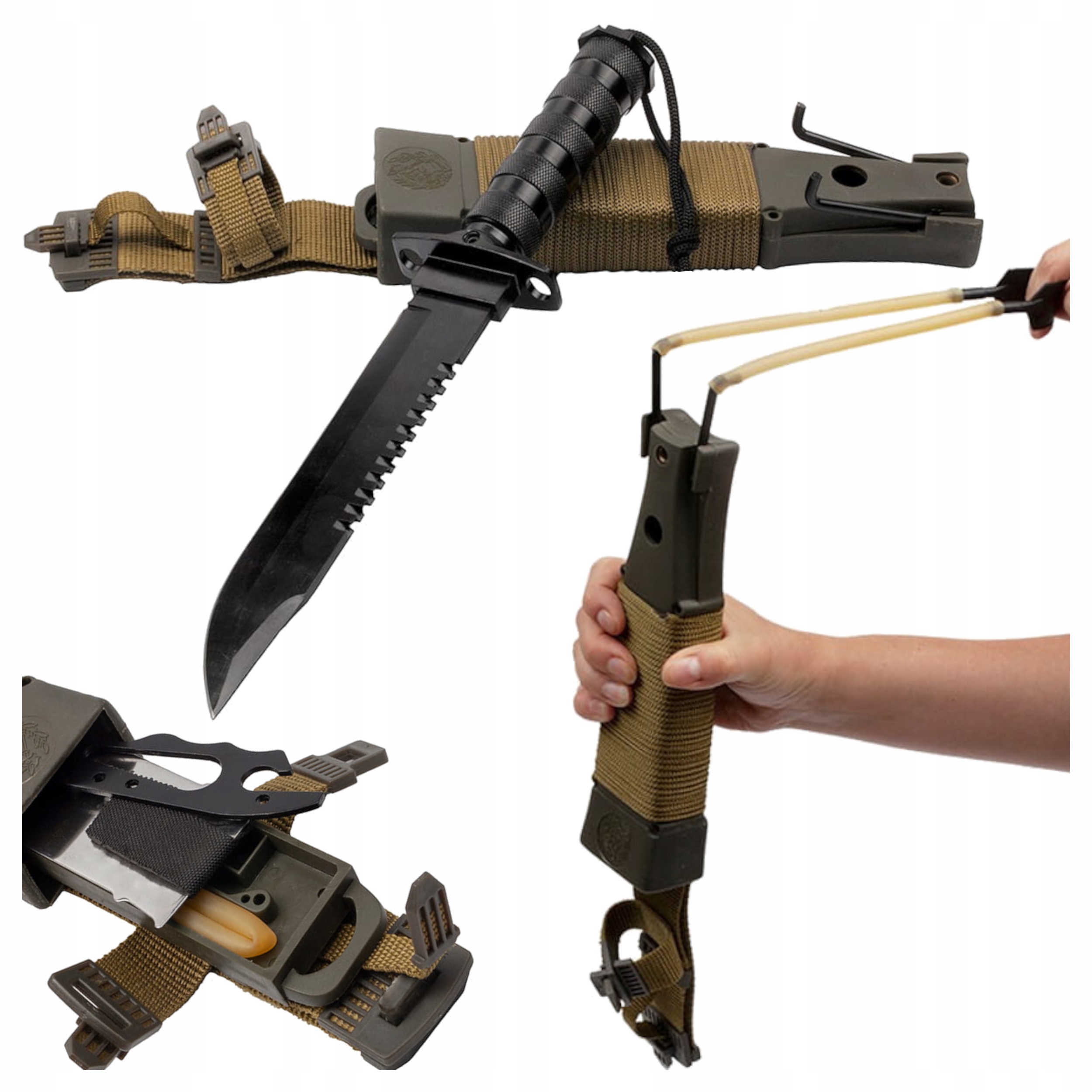 Nůž Vojenský Rambo Kabura Survivalový set Skautství Bushcraft Camping