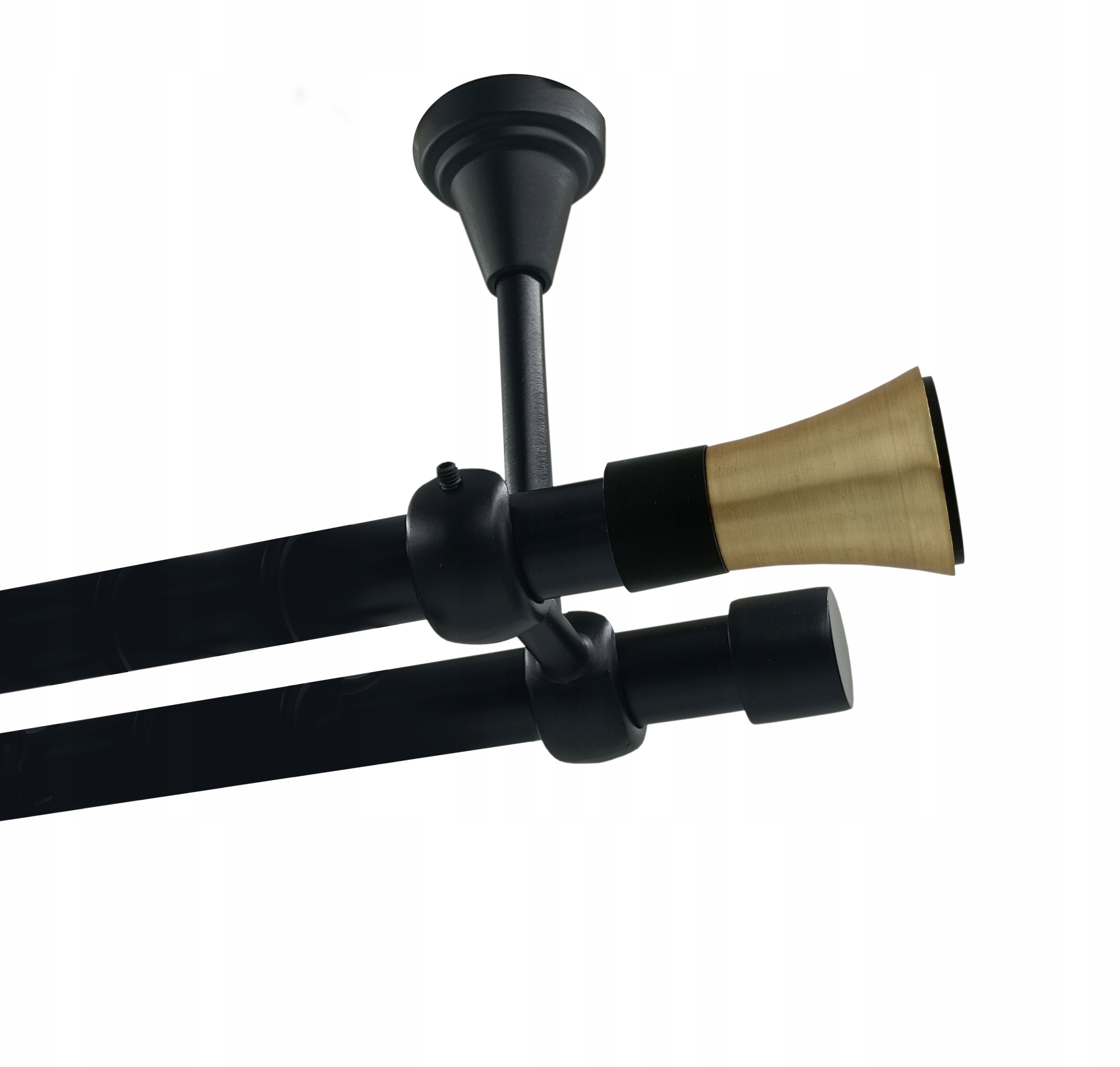 Garnýž dvojitá Metal Stropní 19+19mm Černý 140 Cm Lichoběžník Bez Koleček