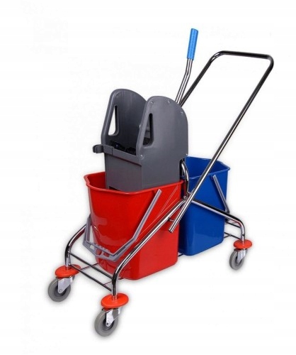 Wózek dwuwiaderkowy 2x25l chrom z prasą CleanPro 357965