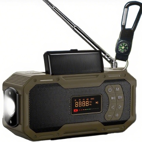 Radio Solarne Korbka Bluetooth Am Fm Usb Powerbank 5000 Latarka Dynamo