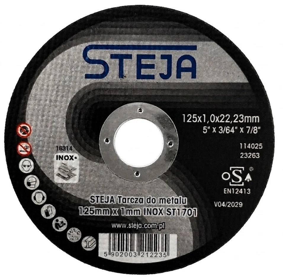 Steja Tarcza Tnąca do cięcia metalu stali Nierdzewnej Inox 125x1mm ST1701