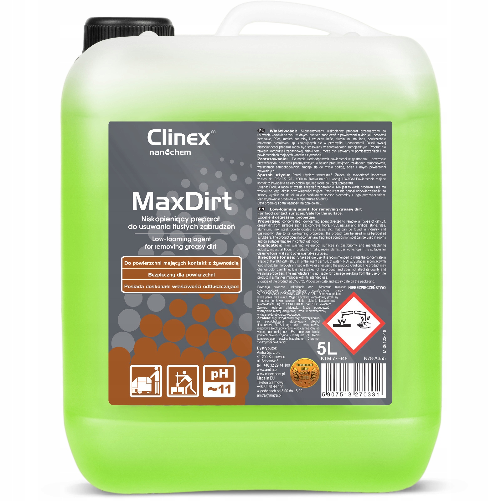 

Clinex Maxdirt 5L do tłustych i trudnych zabrudzeń