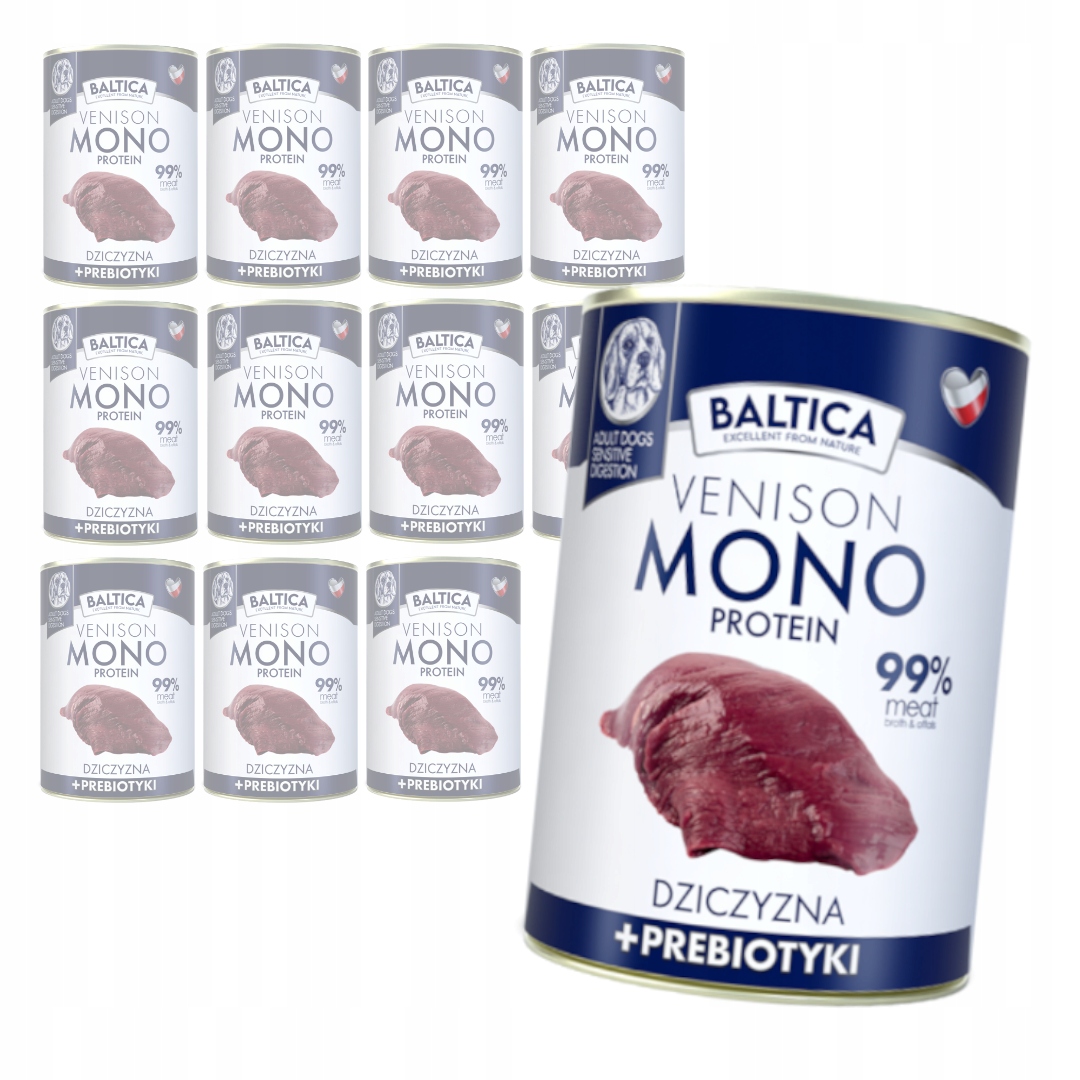 Levně Baltica Monoprotein Zvěřina Prebiotika 12x400g Vlhké Krmivo pro psy