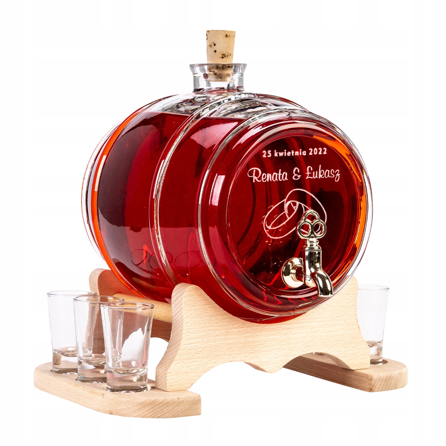 Skleněný Sud 4L s kohoutkem Skleničky Gravírování