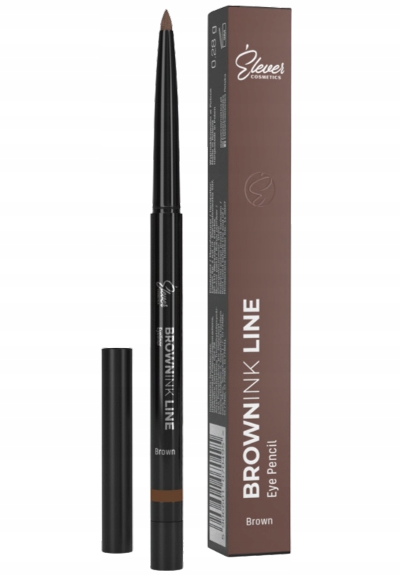 BrownInk Line EleverCosmetics voděodolná tužka na oči s houbičkou, hnědá