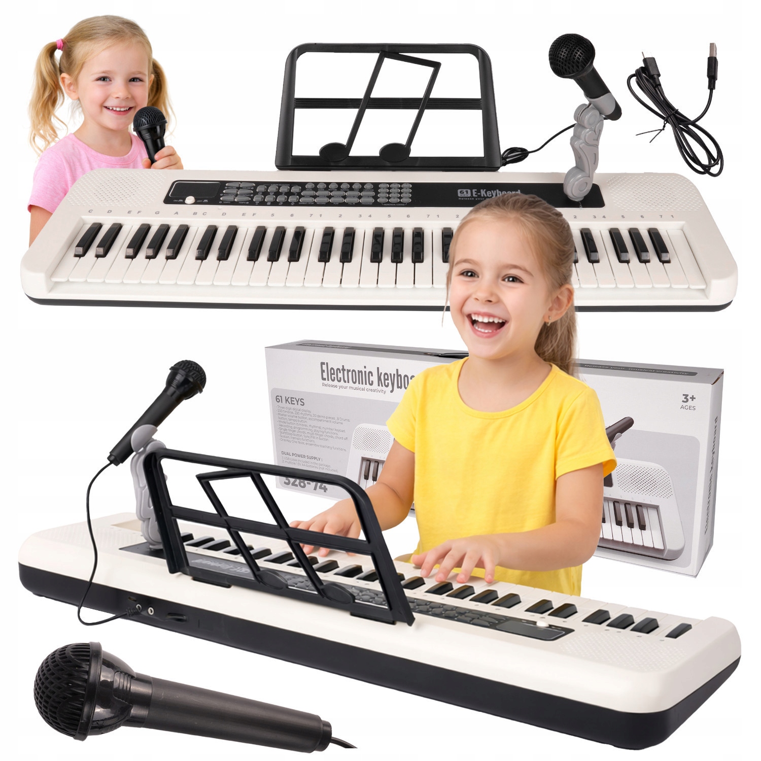 Sada Klávesových Varhan Pro Výuku Klavíru Pro Děti 61 Kláves Mikrofon