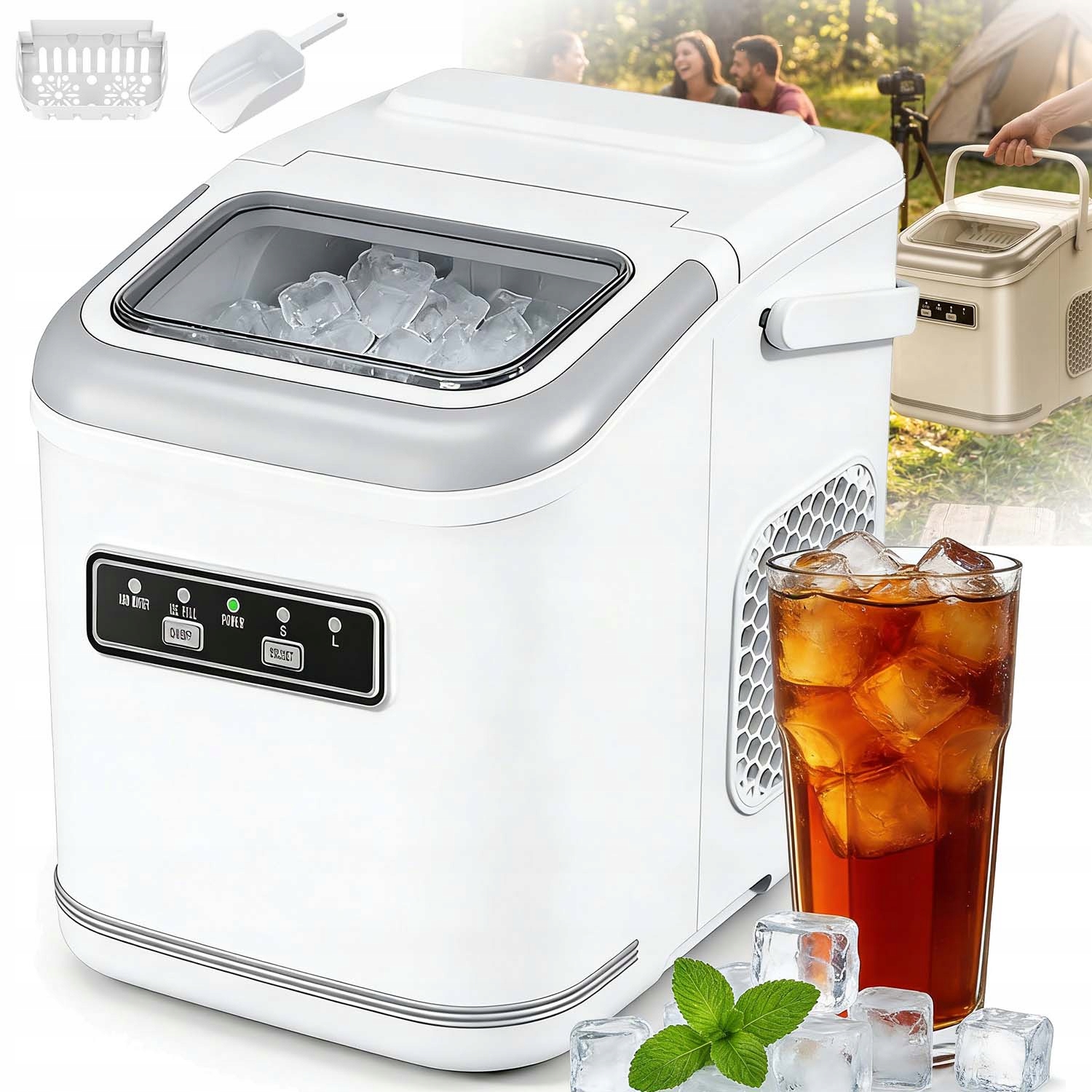Výrobník Ledu Bílý 90 W Rychlý Výkonný Stroj Na Kostky 12 KG/24 H