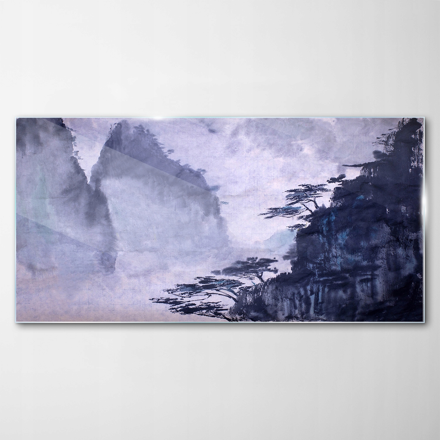 Obraz Sklenený dekor Atrament Stromy Hory 120x60