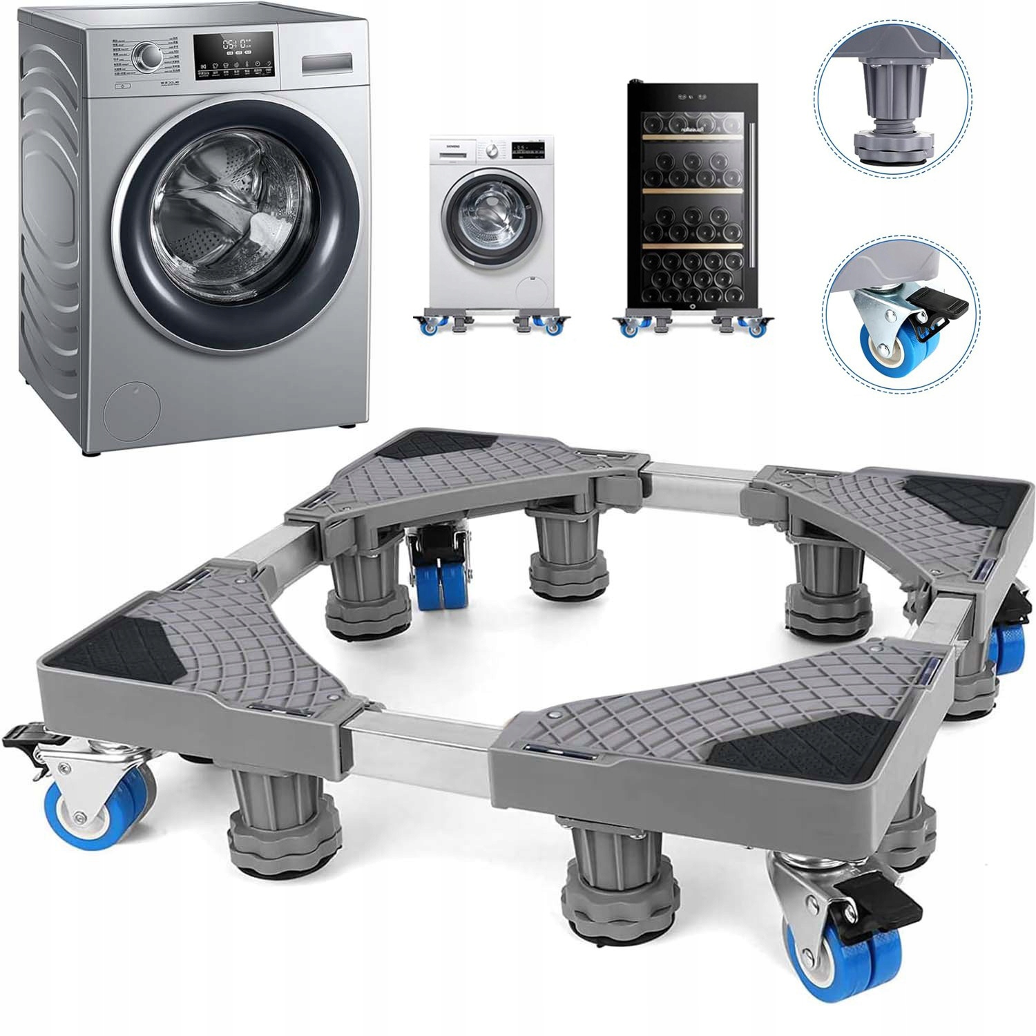 Podstawa Pod Pralkę Lodówkę Antywibracyjna Regulowana Kółka Nogi 42-66CM