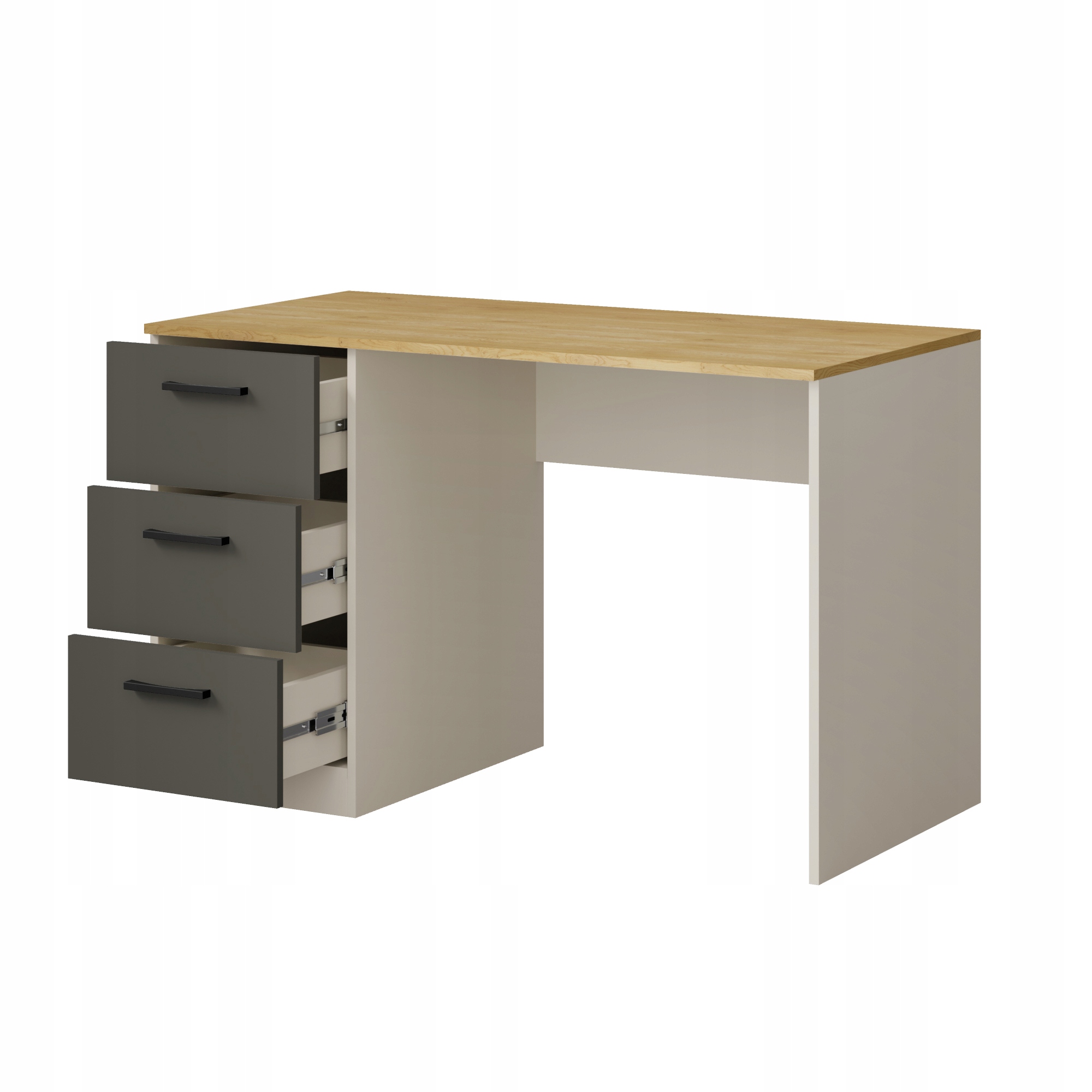 Biurko młodzieżowe proste z szufladami Billz 3S 120 Kaszmir/Dąb Cremona