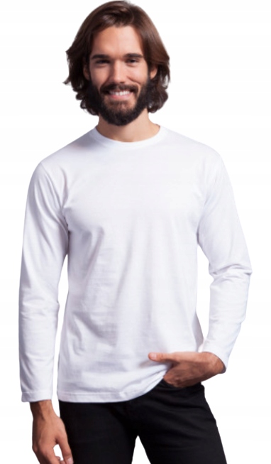 

Koszulka z długim rękawem 100% bawełna Biała 5XL