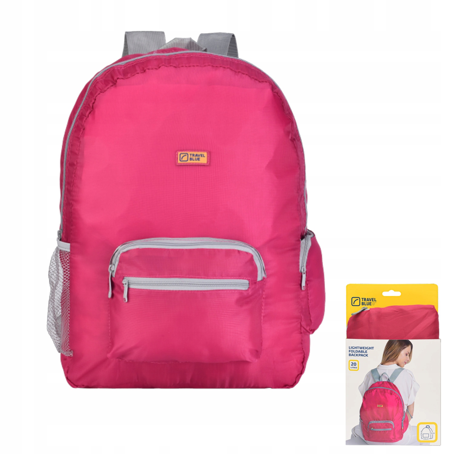 Travel Blue Składany Plecak 20L, Lekki Plecak z Wieloma Kieszeniami