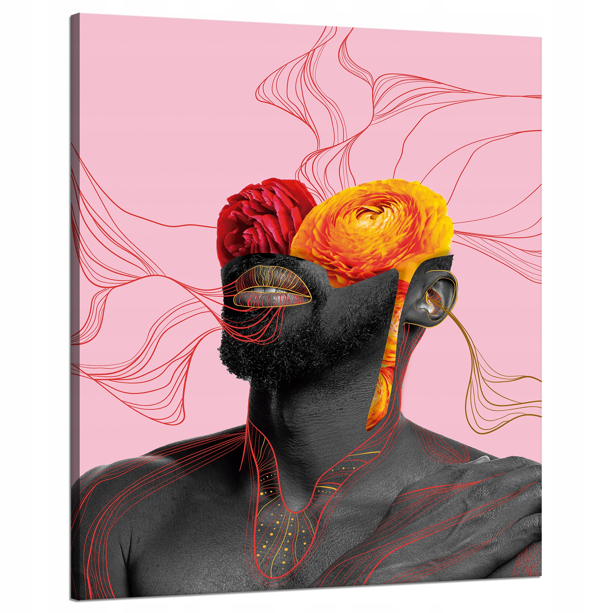 Obraz na plátně Černý Muž Květiny Příroda 80x100 cm