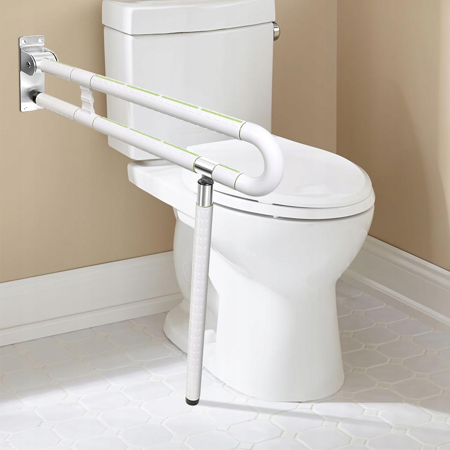 Uchwyt dla niepełnosprawnych uchylny z nogą fi 60 x 70 cm biała