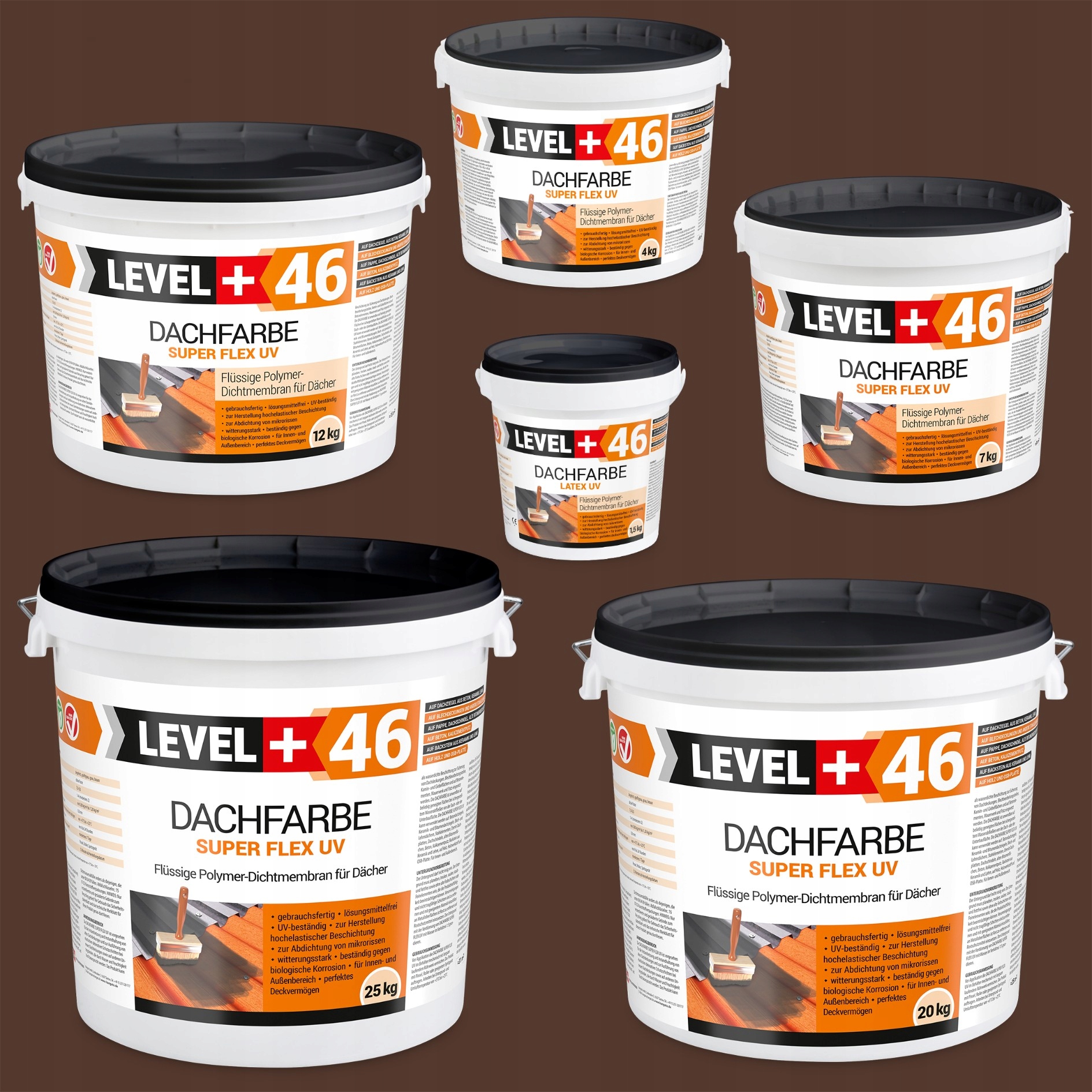 Farba Dachowa 4kg Brązowy Wałek Malarski 10cm Marka Level+