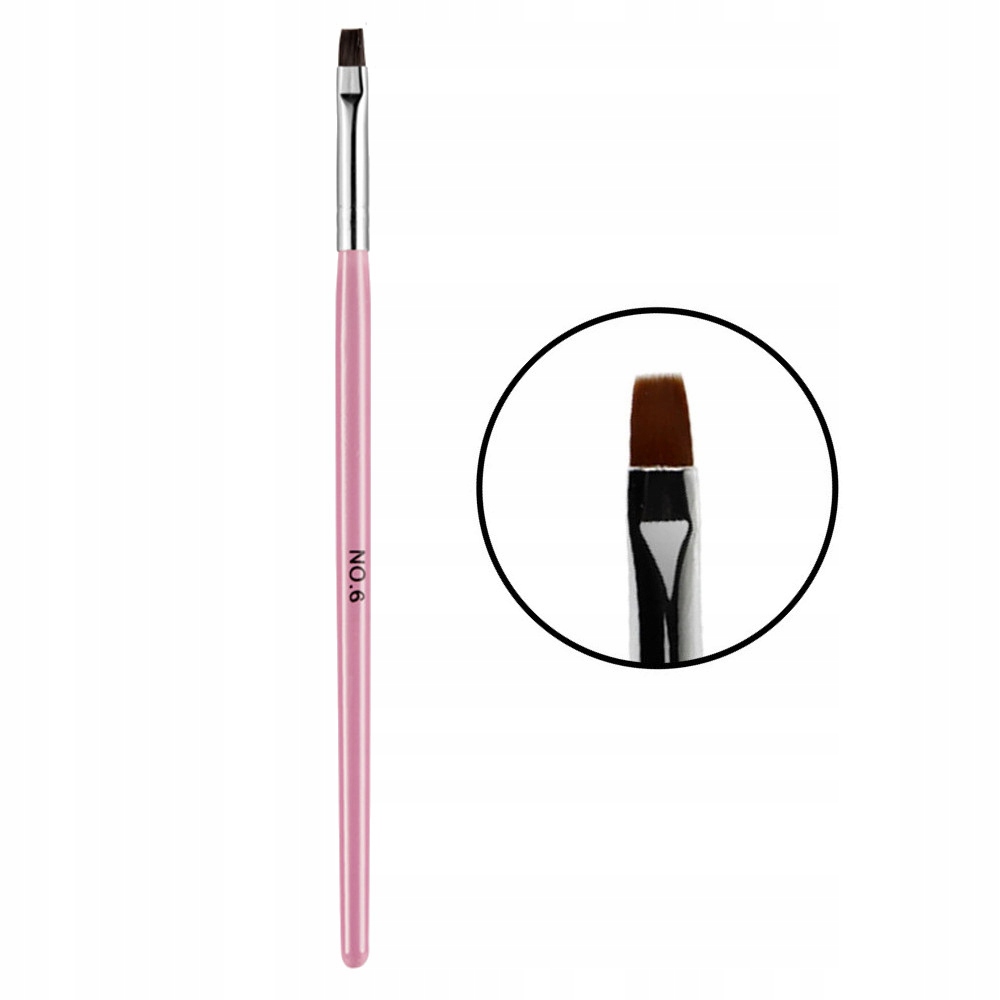 PĘDZELEK DO ŻELU PAZNOKCI PŁASKI PROSTY NO6