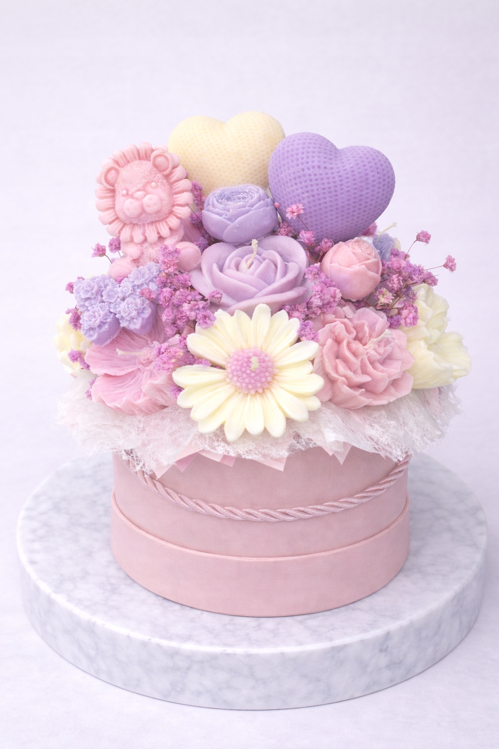 Dárek na křtiny Candle flower box věčná kytice narozeniny jmeniny