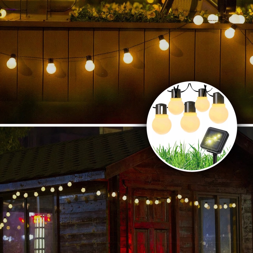 Girlanda Solarna Ogrodowa Lampki Solarne 50x Żarówka LED na Balkon 7 metrów Marka bez marki