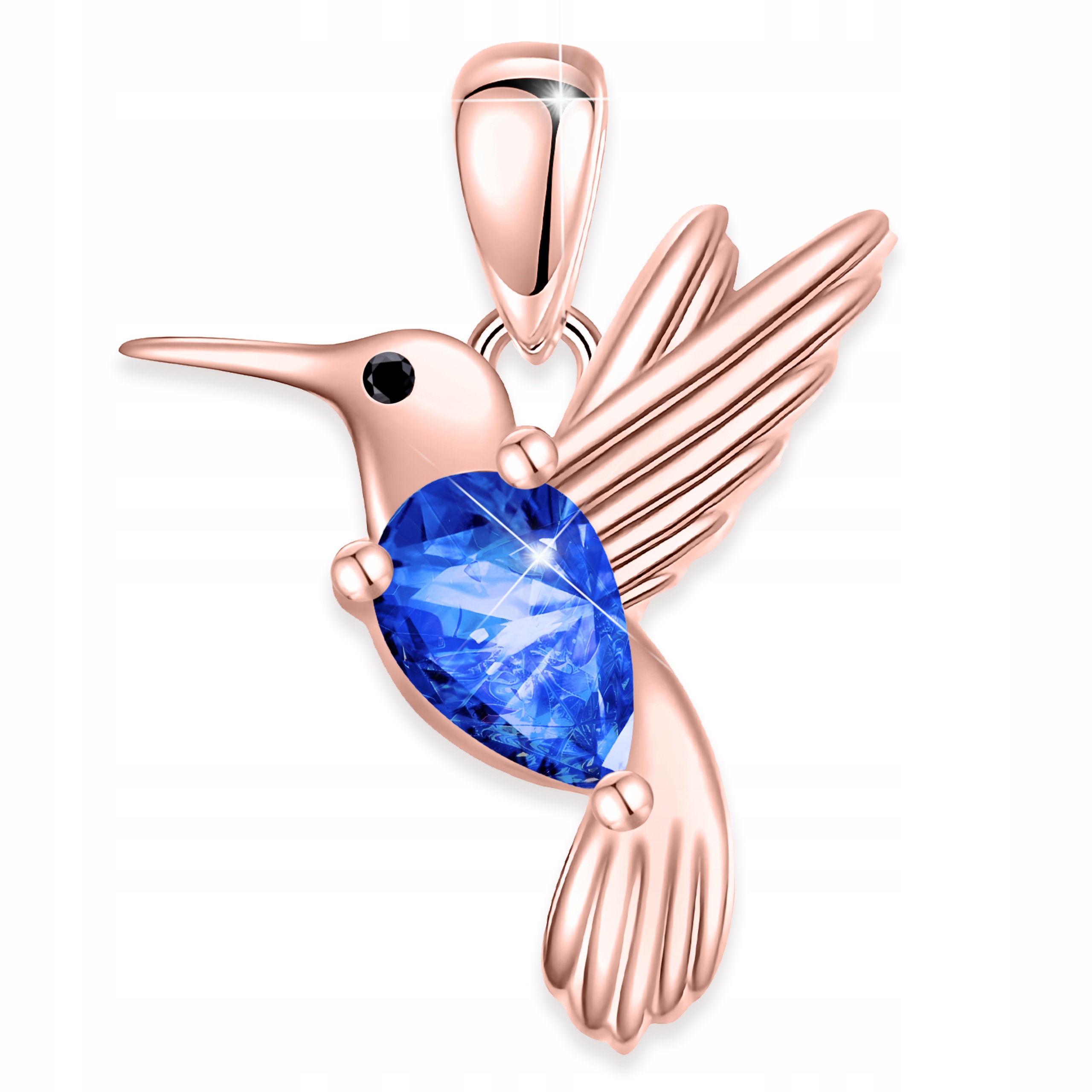 Pozlacený přívěsek 925 s vlaštovkou Pták Kolibřík Safírový kámen Zirkon