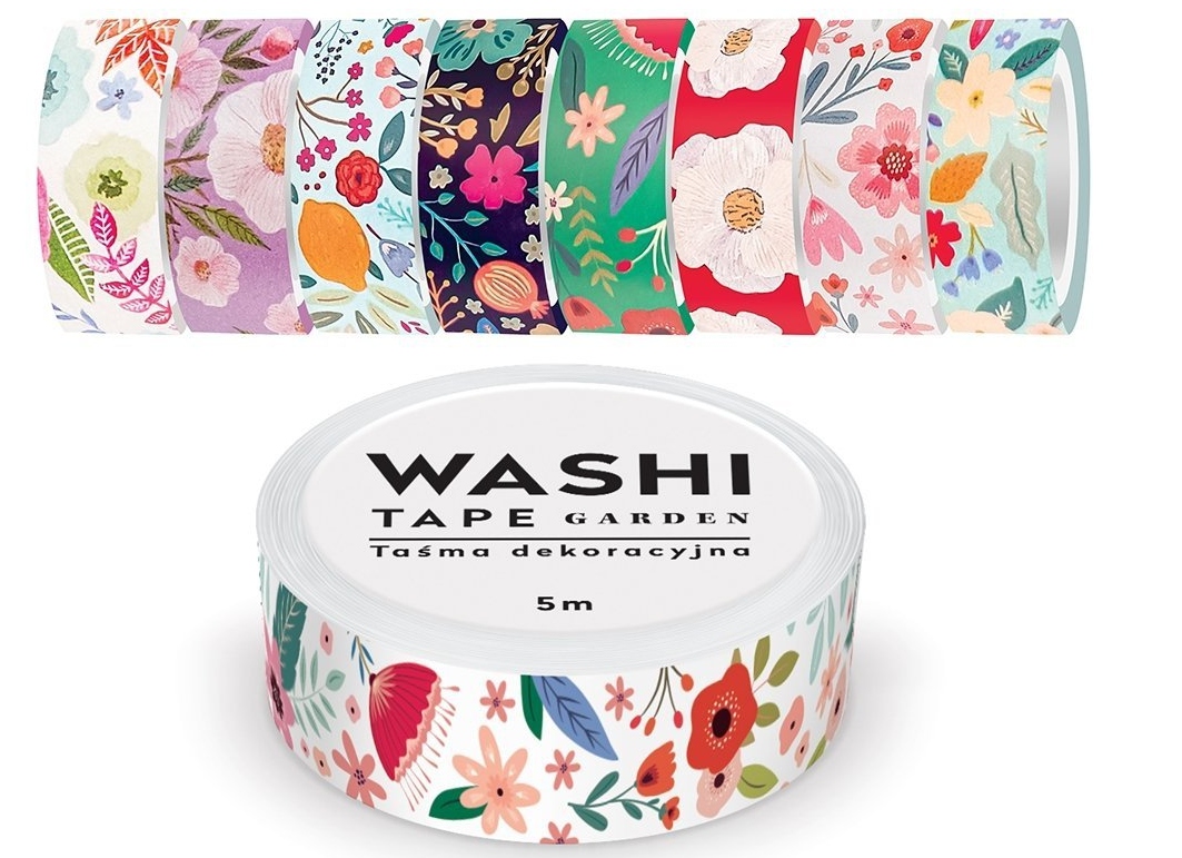 TAŚMA DEKORACYJNA WASHI GARDEN 15mm X 5m WZ 1 Marka Interdruk