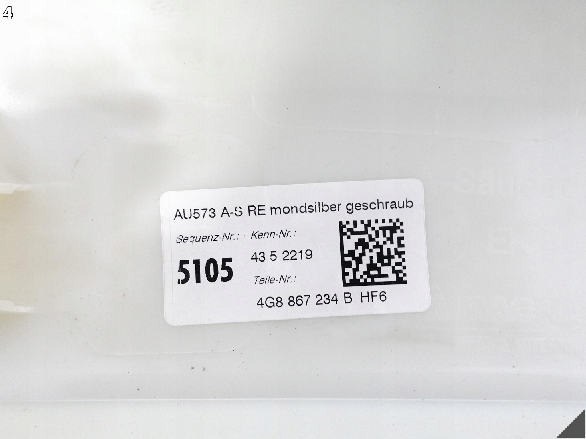 AUDI A7 S7 RS7 4G8 C7 10-18 cover side pillar A right MOON SILVER HF6