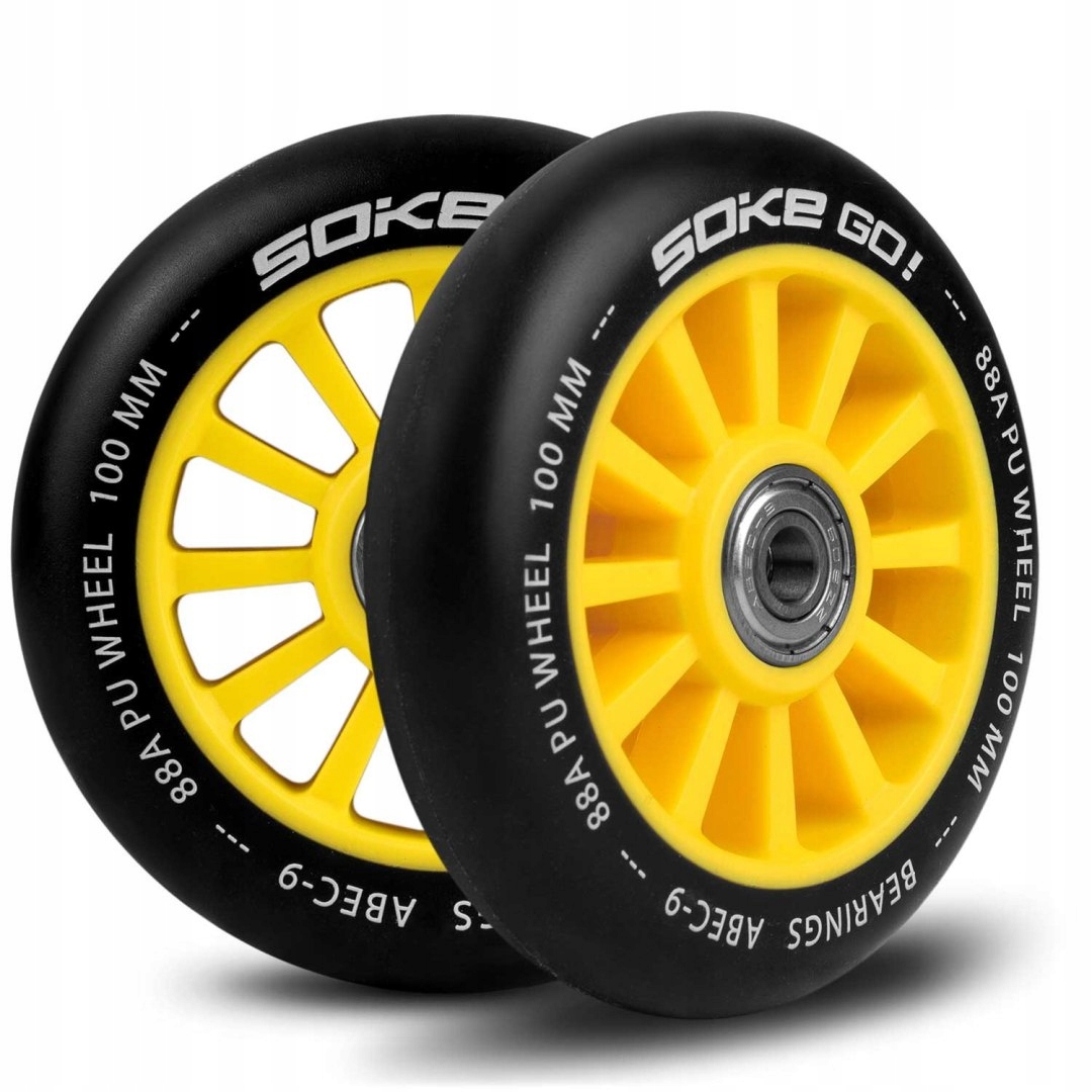 Kolečka na koloběžku 100 mm žlutá 2 ks