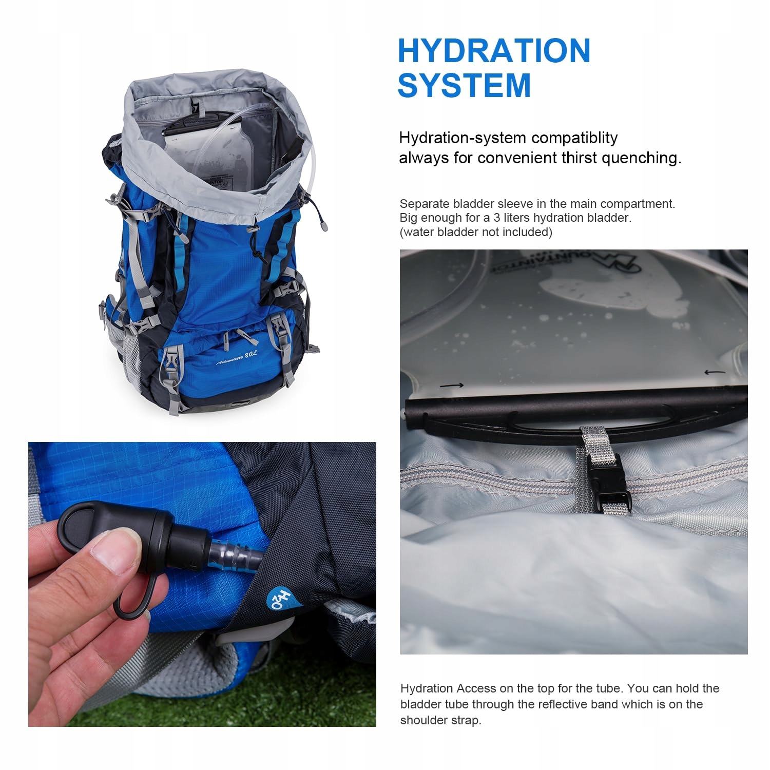 MOUNTAINTOP Plecak Trekkingowy 80L Unisex Na Podróże Camping Trekking — miniatura 6
