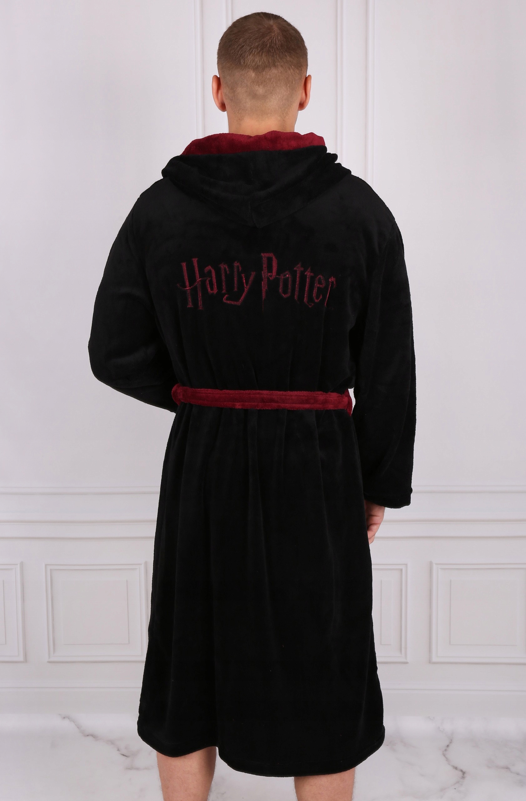 Czarny, męski szlafrok z kapturem Harry Potter S Rozmiar S