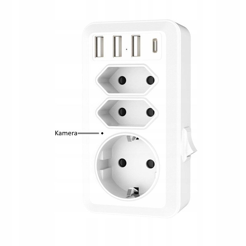 Špionážní Kamera V Zásuvce 4K Ultra Hd Noční Vidění Detekce Pohybu