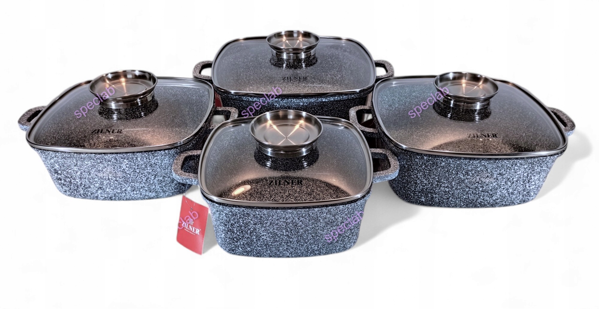 Sada 4 čtvercových hrnců Zilner s mramorovým povrchem ZL-8534