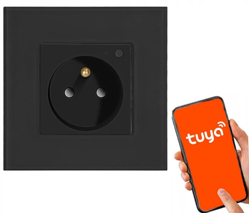 Inteligentní podomítková zásuvka černá Elektrická smart Tuya Wi-Fi