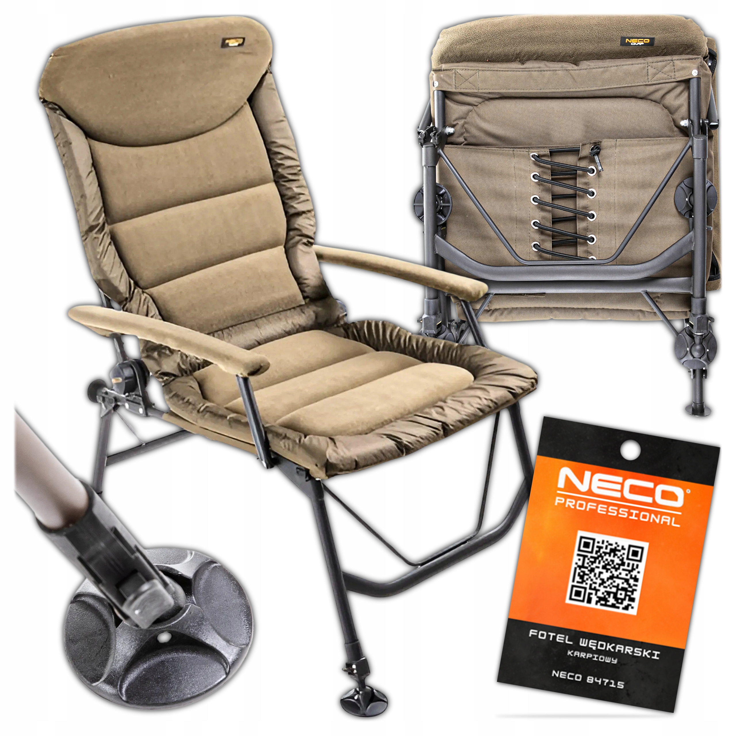 Krzesło Fotel Wędkarski Neco Carp Karpiowy Regulacja