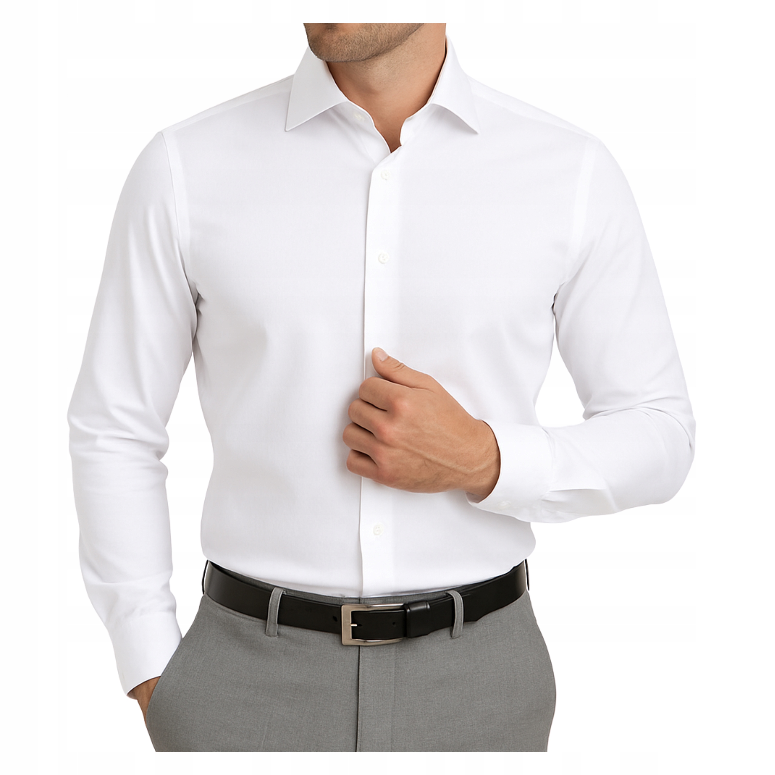 Koszula męska gładka biała długi rękaw do garnituru wizytowa L 41/42