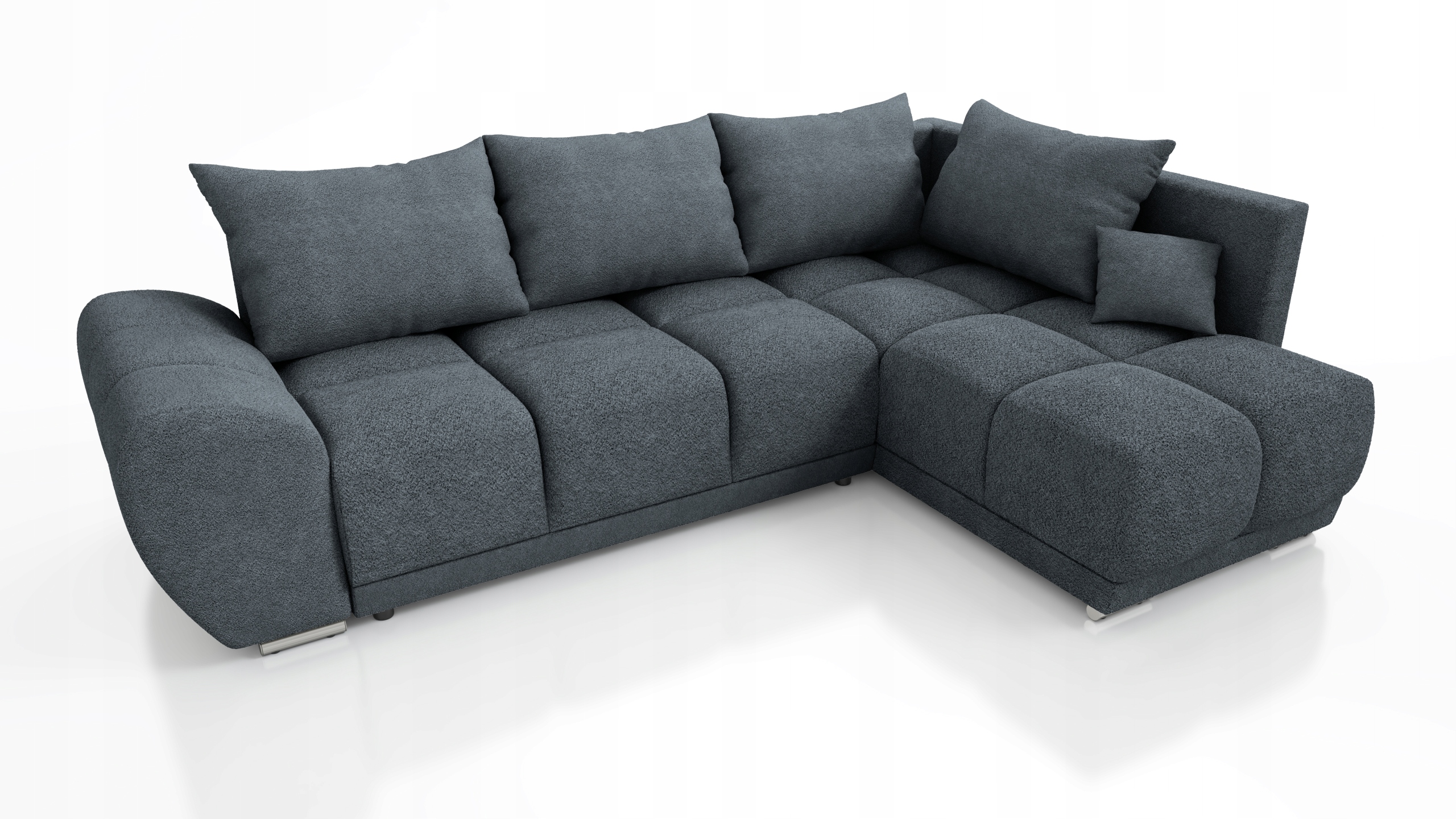 Grafitový Rohová Sedací Souprava Rozkládací Funkce Spaní Forrest Pravý Boucle Rohová Sedačka