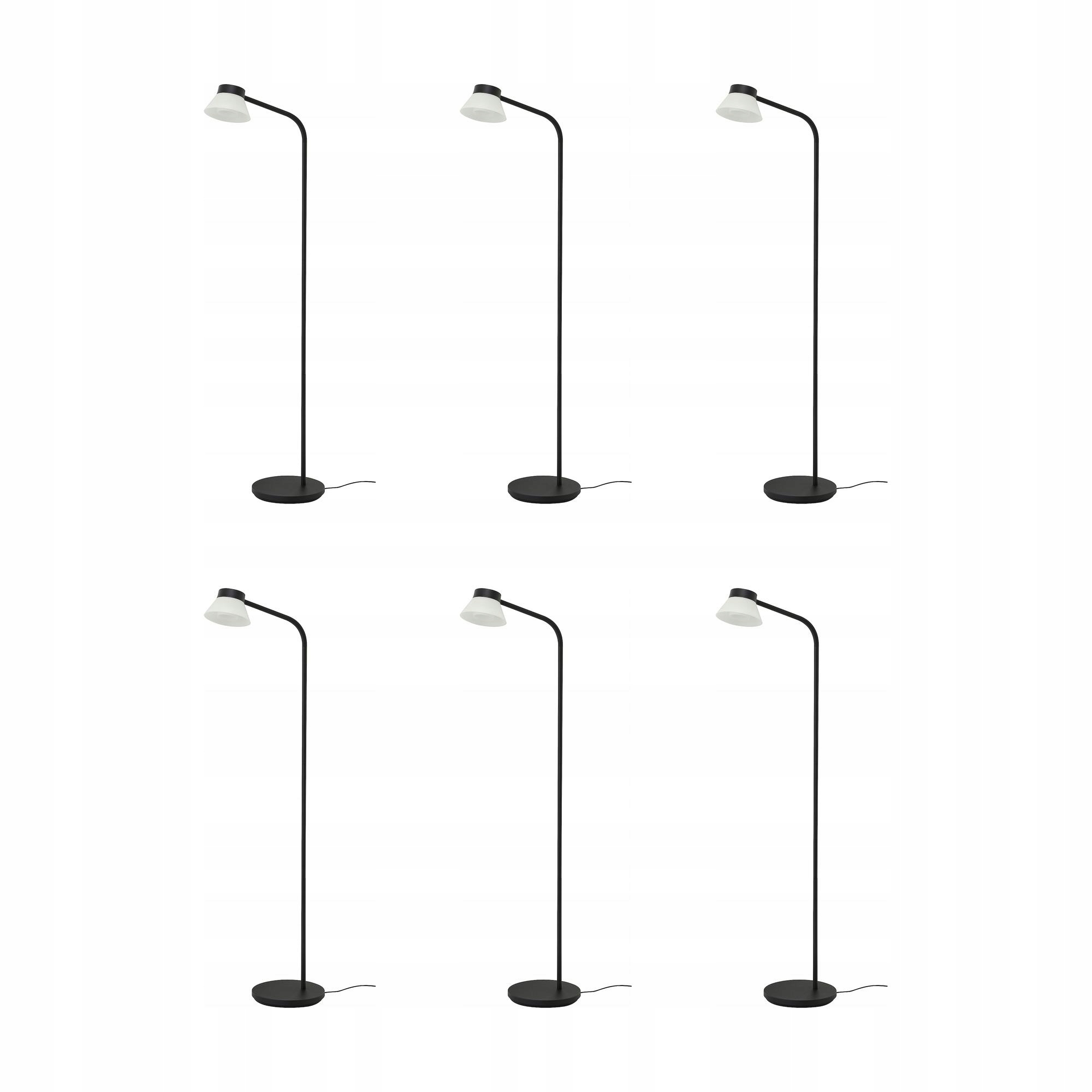 6 szt. Lampa podłogowa do czytania czarna biała Sambord