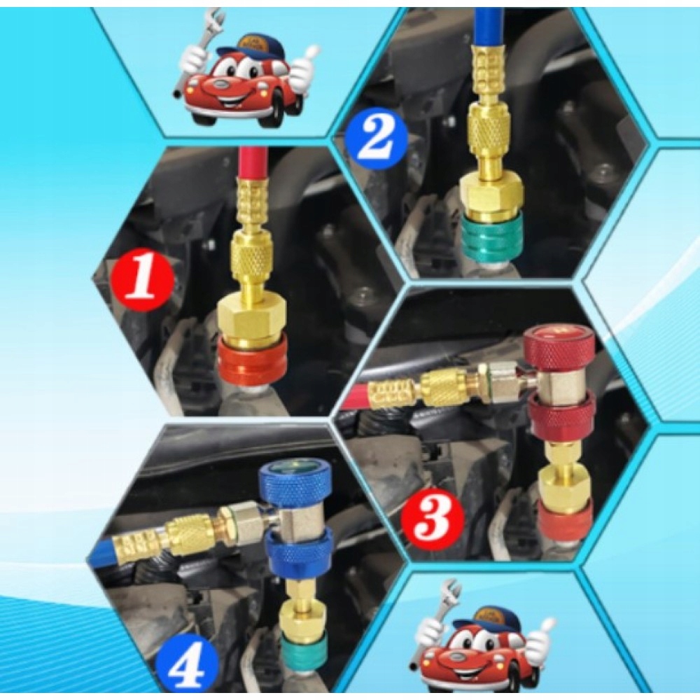 PRZEJŚCIÓWKA SZYBKOZŁĄCZA REDUKCJA ZŁĄCZKA KLIMATYZACJI R1234YF/R1234A 2x Marka inna