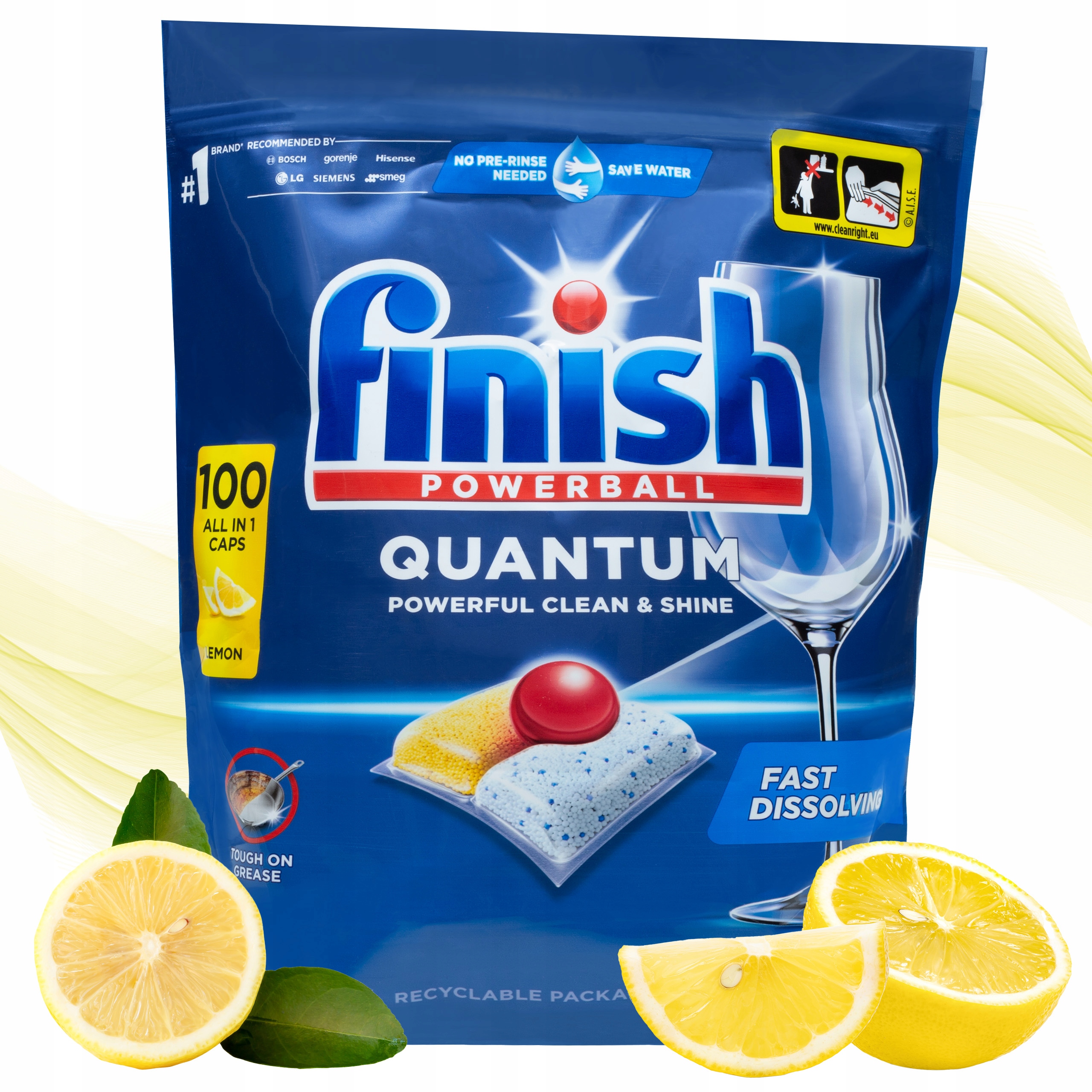 Kapsle do myčky nádobí Finish Quantum all in 1 citronové 100 ks