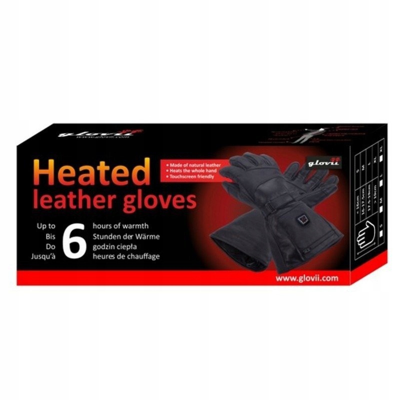 OGRZEWANE SKÓRZANE RĘKAWICE NARCIARSKIE GLOVII XL Typ pięciopalczaste