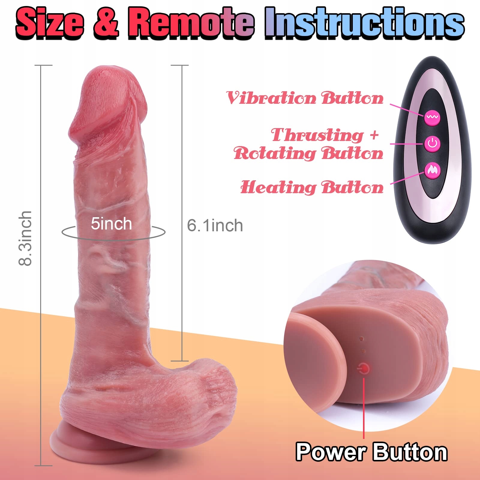 REALISTISCHER Dildo Z Funkcją Pchającą i Podgrzewaniem — miniatura 5
