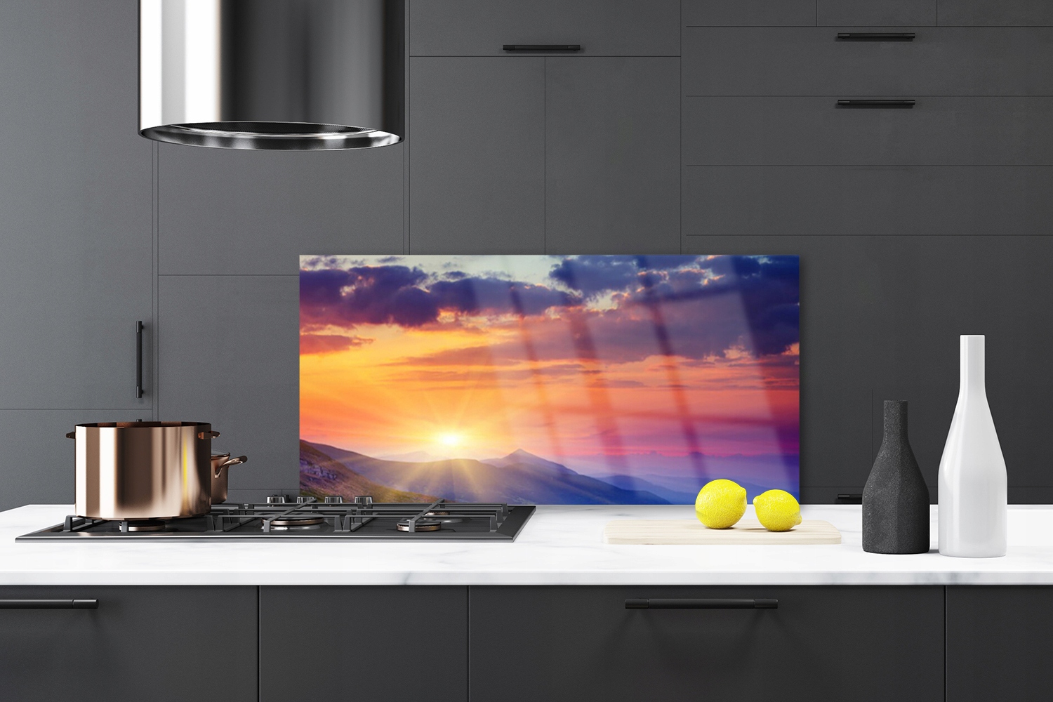 Panel szklany Płytka Słońce Góry 140x70 + KLEJ Marka Tulup