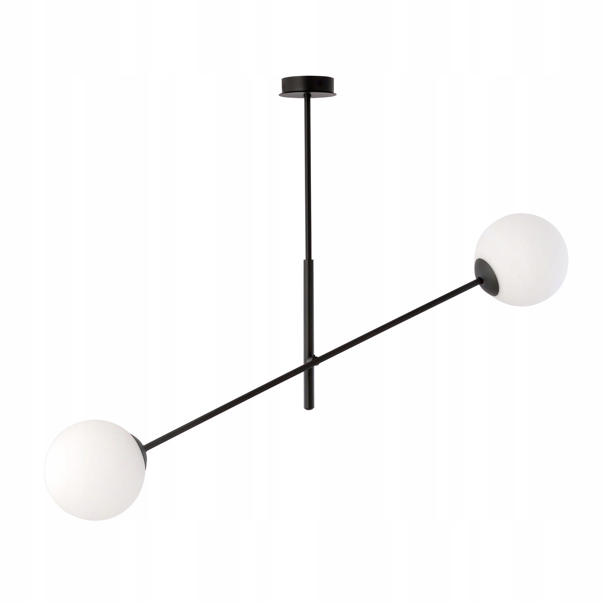 Závesná lampa čierna, 2 biele sklenené gule, nastaviteľná pozdĺžne, 102 cm Emibig
