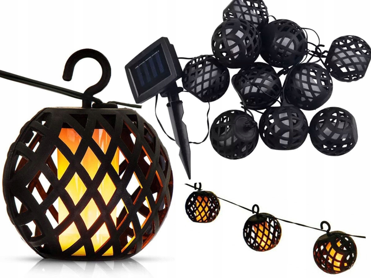 LAMPA SOLARNA LAMPKI POCHODNIE CIEPŁE OGRODOWE GIRLANDA LOFT TARAS BALKON