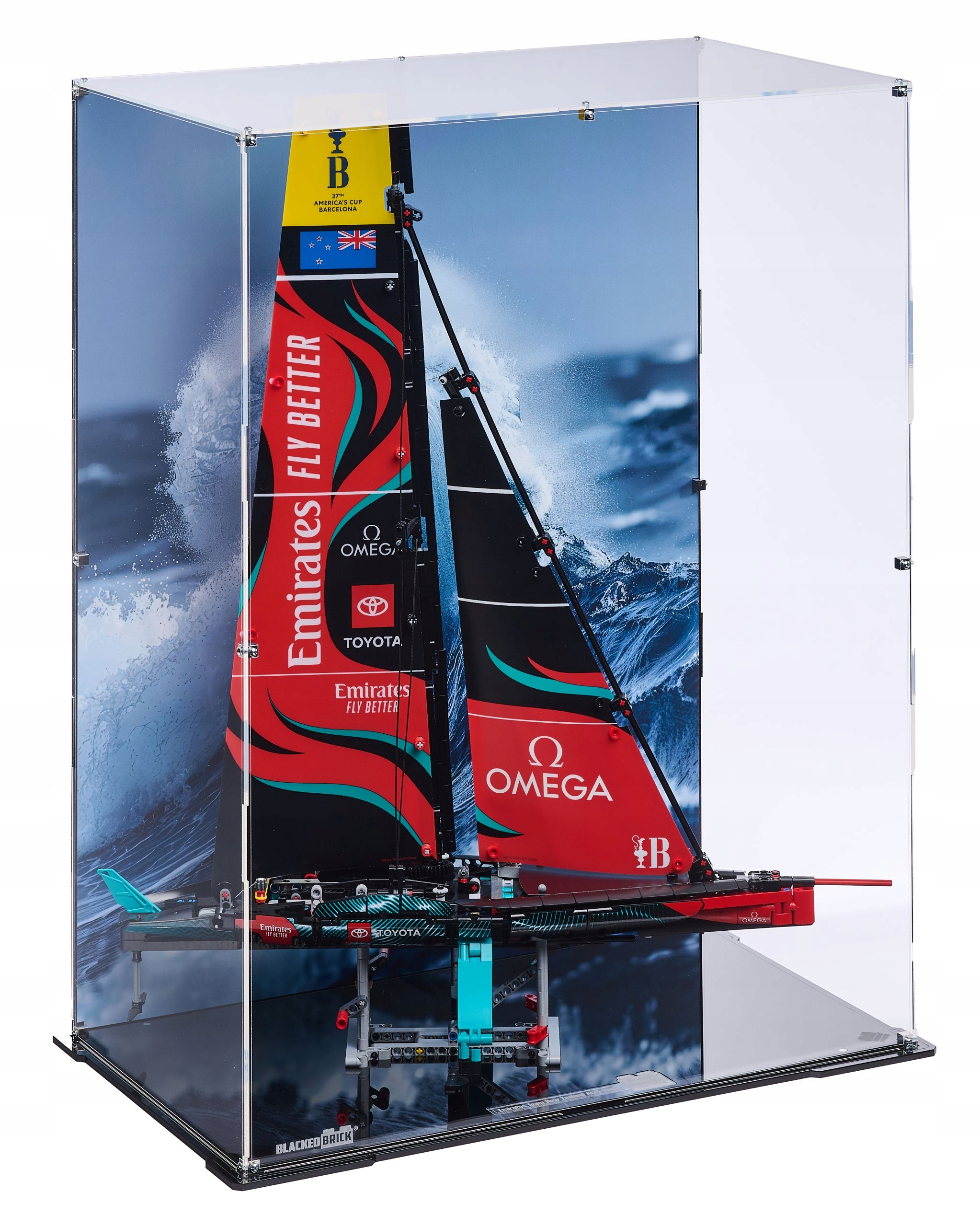 Vitrína s pozadím Blacked Brick pre Lego 42174 Technic Jachta AC75