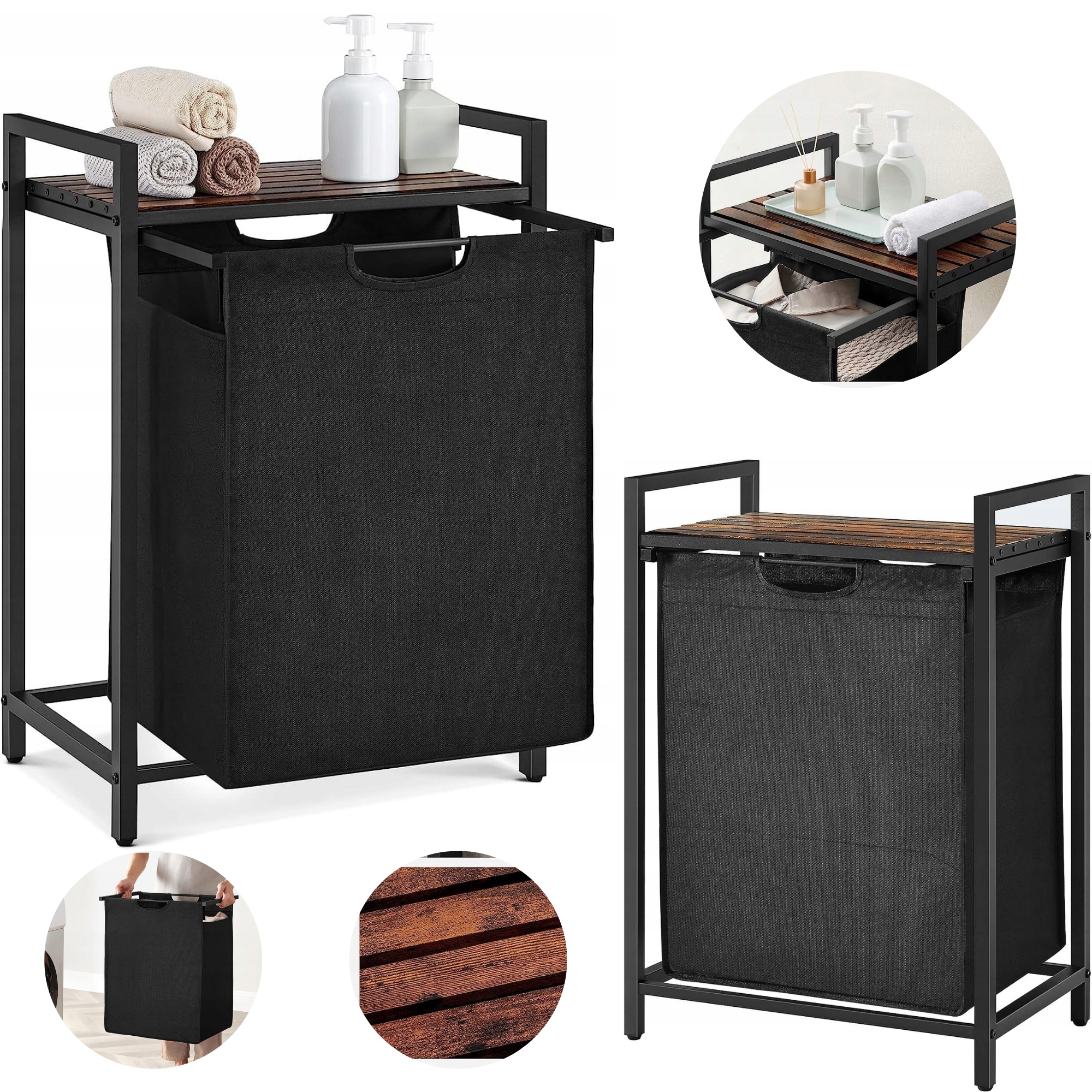 Volně stojící koš na prádlo 1 Komora s policí 65 Litrů koš na prádlo